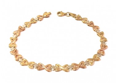 BRACCIALE DA DONNA IN ORO GIALLO ROSA E BIANCO