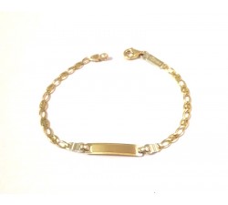 BRACCIALE PIASTRINA BEBE' BIMBO/BIMBA IN ORO GIALLO E BIANCO