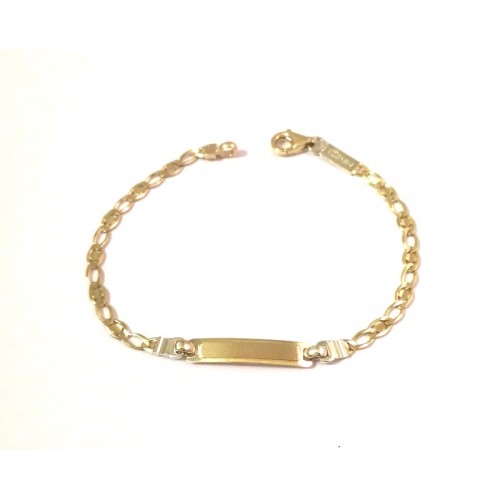 BRACCIALE PIASTRINA BEBE' BIMBO/BIMBA IN ORO GIALLO E BIANCO