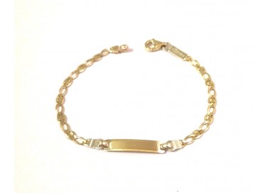 BRACCIALE PIASTRINA BEBE' BIMBO/BIMBA IN ORO GIALLO E BIANCO