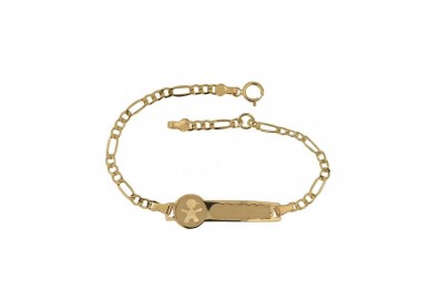 BRACCIALE PIASTRINA BAMBINO BEBE'IN ORO GIALLO 18 KT