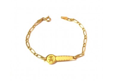 BRACCIALE PIASTRINA BAMBINA BEBE'IN ORO GIALLO 18 KT