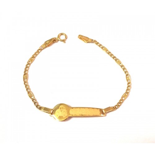 BRACCIALE BAMBINO PIASTRINA MACCHININA IN ORO GIALLO 18 KT