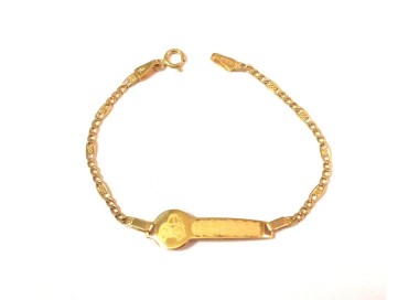 BRACCIALE BAMBINO PIASTRINA MACCHININA IN ORO GIALLO 18 KT