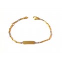 BRACCIALE PIASTRINA BAMBINO UNISEX IN ORO GIALLO E BIANCO 18 KT