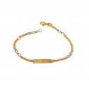 BRACCIALE PIASTRINA BAMBINO UNISEX IN ORO GIALLO E BIANCO 18 KT