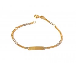 BRACCIALE PIASTRINA BAMBINO UNISEX IN ORO GIALLO E BIANCO 18 KT