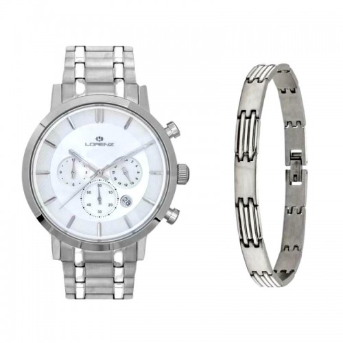 OROLOGIO CRONOGRAFO LORENZ UOMO LZ 17654AA PIU'BRACCIALE IN ACCIAIO IN  OMAGGIO