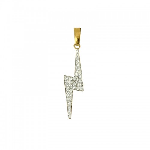CIONDOLO FULMINE IN ORO GIALLO 18 KT CON PAVE' DI ZIRCONI+ COLLANA IN OMAGGIO