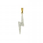 CIONDOLO FULMINE IN ORO GIALLO 18 KT CON PAVE' DI ZIRCONI+ COLLANA IN OMAGGIO