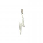 CIONDOLO FULMINE IN ORO BIANCO 18 KT CON PAVE' DI ZIRCONI+ COLLANA IN OMAGGIO