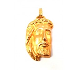 CIONDOLO VOLTO DI CRISTO IN ORO GIALLO 18 KT + COLLANA LACCIO OMAGGIO