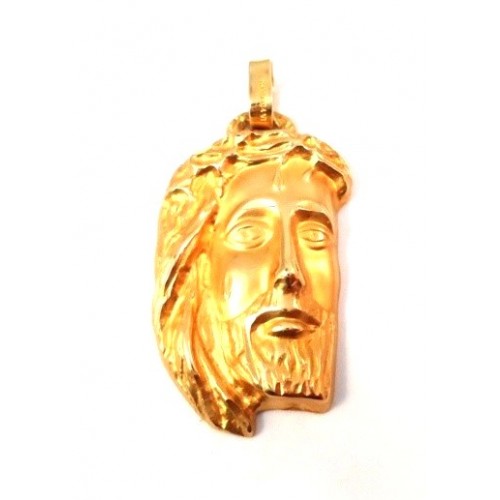 CIONDOLO VOLTO DI CRISTO IN ORO GIALLO 18 KT + COLLANA LACCIO OMAGGIO