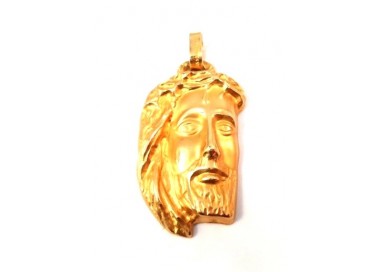 CIONDOLO VOLTO DI CRISTO IN ORO GIALLO 18 KT + COLLANA LACCIO OMAGGIO