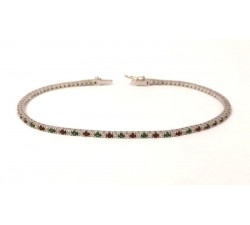 BRACCIALE TENNIS UNISEX IN ORO BIANCO 18KT CON ZIRCONI MULTICOLOR