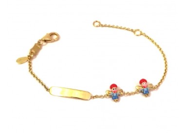 BRACCIALE BIMBO BIMBA IN ORO GIALLO 18KT CON PIASTRINA