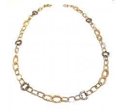 COLLANA DA DONNA CATENA ALTERNATA IN ORO GIALLO E BIANCO 18 KT