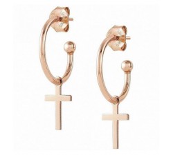 ORECCHINI CERCHI NOMINATION IN ARGENTO 925 ROSE CON CORCE