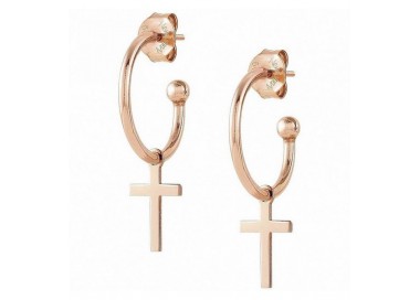 ORECCHINI CERCHI NOMINATION IN ARGENTO 925 ROSE CON CORCE