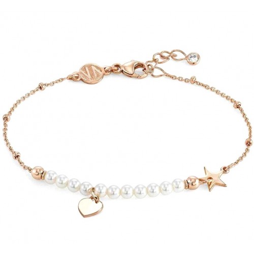 BRACCIALE NOMINATION MELODIE IN ARGENTO 925 ROSE' CON PERLE E CUORE 147710002