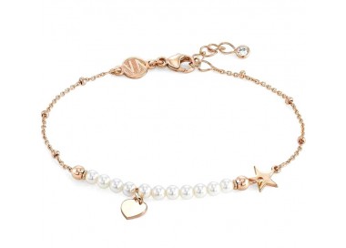 BRACCIALE NOMINATION MELODIE IN ARGENTO 925 ROSE' CON PERLE E CUORE 147710002