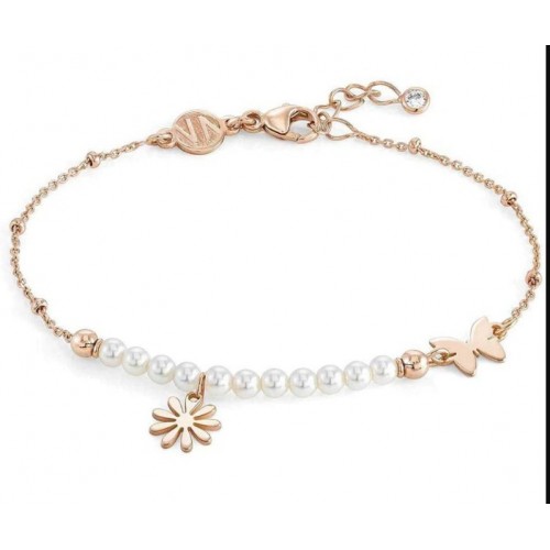 BRACCIALE NOMINATION MELODIE IN ARGENTO 925 ROSE' CON PERLE E FIORE 147710061