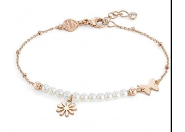 BRACCIALE NOMINATION MELODIE IN ARGENTO 925 ROSE' CON PERLE E FIORE 147710061