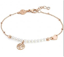 BRACCIALE NOMINATION IN ARGENTO 925 ROSE' CON PERLE E ALBERO DELLA VITA