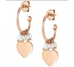 ORECCHINI CERCHI NOMINATION IN ARGENTO 925 ROSE' CON CUORE 147713002