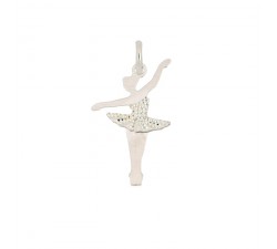 CIONDOLO BALLERINA IN ORO BIANCO 18 KT CON ZIRCONI + COLLANA LACCIO IN OMAGGIO