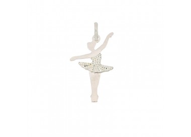 CIONDOLO BALLERINA IN ORO BIANCO 18 KT CON ZIRCONI + COLLANA LACCIO IN OMAGGIO