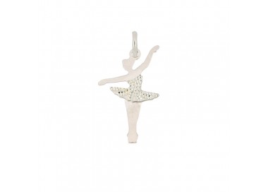 CIONDOLO BALLERINA IN ORO BIANCO 18 KT CON ZIRCONI + COLLANA LACCIO IN OMAGGIO