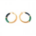 ORECCHINI CERCHI IN ORO GIALLO 18 KT SMALTO COLORE VERDE E BLU SCURO