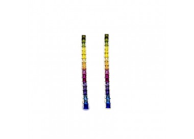 ORECCHINI TENNIS IN ARGENTO 925 CON ZIRCONI MULTICOLOR RAINBOW TAGLIO BRILLANTE