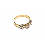 ANELLO SOLITARIO IN ORO GIALLO E BIANCO 18 KT CON ZIRCONE TAGLIO BRILLANTE