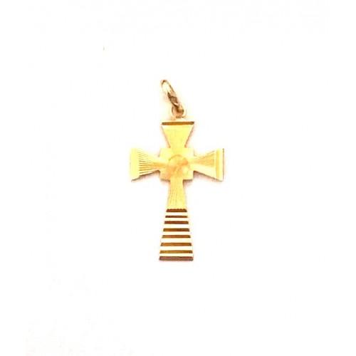 CIONDOLO CROCE IN ORO GIALLO 18KT + COLLANA LACCIO IN OMAGGIO