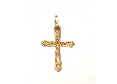 CIONDOLO CROCIFISSO IN ORO GIALLO 18KT + COLLANA LACCIO IN OMAGGIO