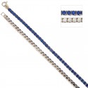 BRACCIALE TENNIS IN ORO BIANCO 18 KT DUOPLE FAST ZIRCONI BLU E BIANCHI TAGLIO BRILLANTE