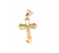 CIONDOLO CROCIFISSO IN ORO GIALLO E BIANCO 18KT + COLLANA LACCIO IN OMAGGIO