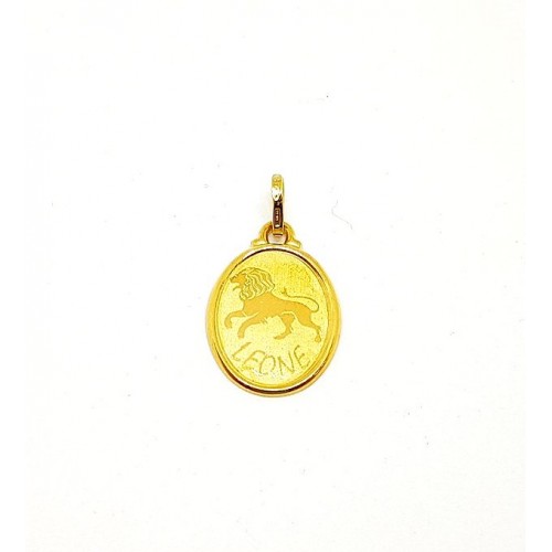 CIONDOLO SEGNO ZODIACALE LEONE IN ORO GIALLO 18 KT + COLLANA LACCIO IN OMAGGIO