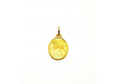 CIONDOLO SEGNO ZODIACALE LEONE IN ORO GIALLO 18 KT + COLLANA LACCIO IN OMAGGIO