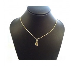 COLLANA GIROCOLLO IN ORO GIALLO18 KT CON FIOCCO E ZIRCONE TAGLIO BRILLANTE