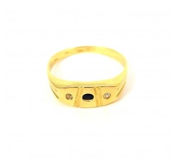 ANELLO DA UOMO IN ORO GIALLO 18 KT CON ONICE E ZIRCONI