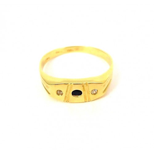 ANELLO DA UOMO IN ORO GIALLO 18 KT CON ONICE E ZIRCONI