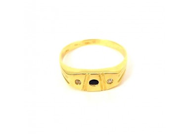 ANELLO DA UOMO IN ORO GIALLO 18 KT CON ONICE E ZIRCONI