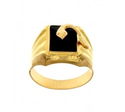 ANELLO DA UOMO IN ORO GIALLO 18 KT CON SERPENTE E ONICE