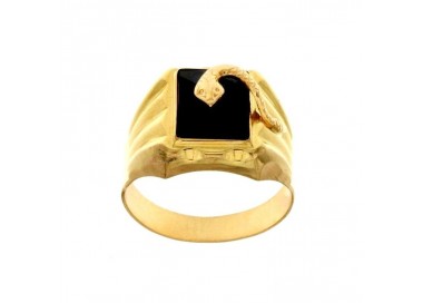 ANELLO DA UOMO IN ORO GIALLO 18 KT CON SERPENTE E ONICE