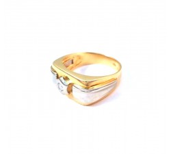 ANELLO SOLITARIO DA UOMO IN ORO GIALLO E BIANCO 18 KT CON DIAMANTE