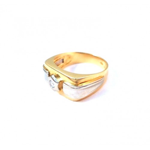 ANELLO SOLITARIO DA UOMO IN ORO GIALLO E BIANCO 18 KT CON DIAMANTE