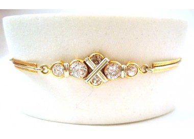 BRACCIALE DA DONNA IN ORO GIALLO E BIANCO 18 KT CON ZIRCONI